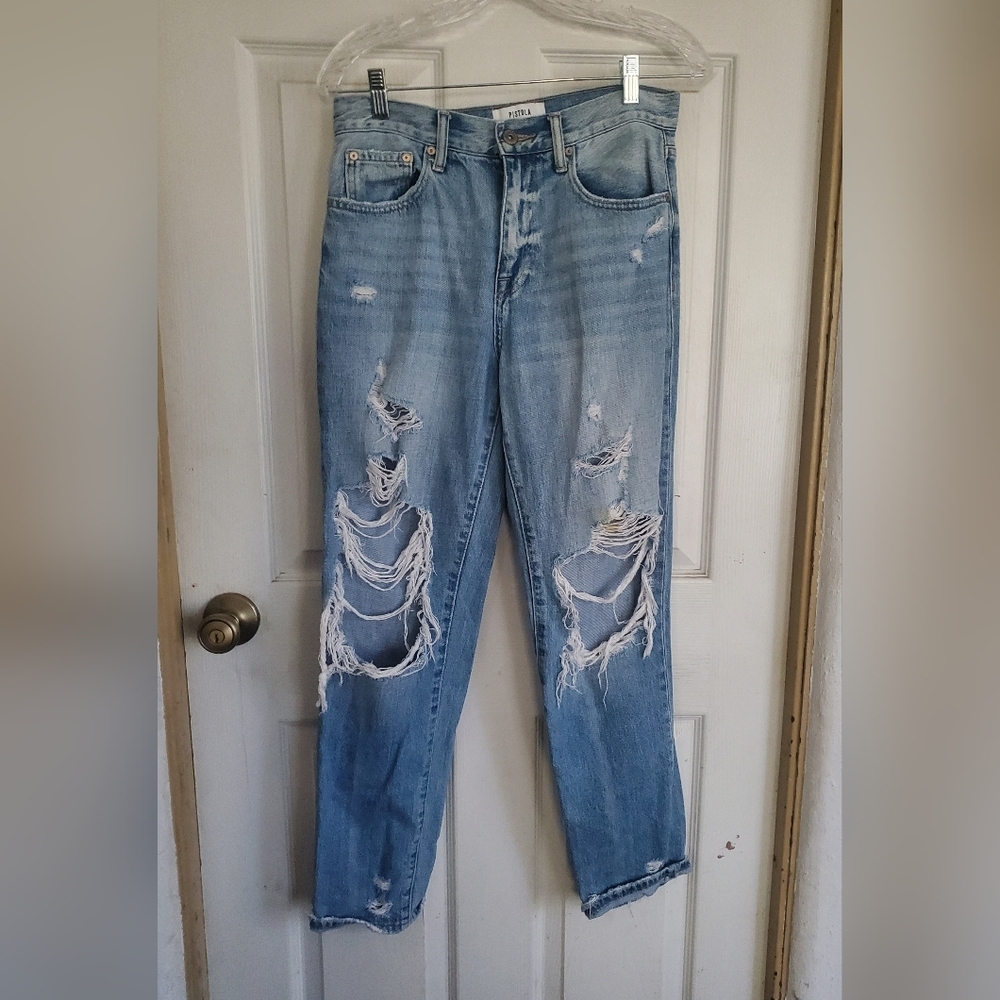 Pistola Distressed Light Blue Jeans, Size 27 - Picture 2 of 5